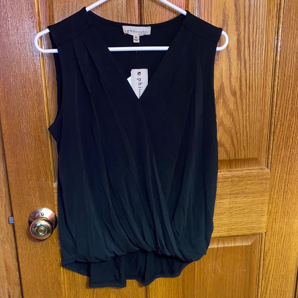 Philosophy Elegant Black Draped Blouse